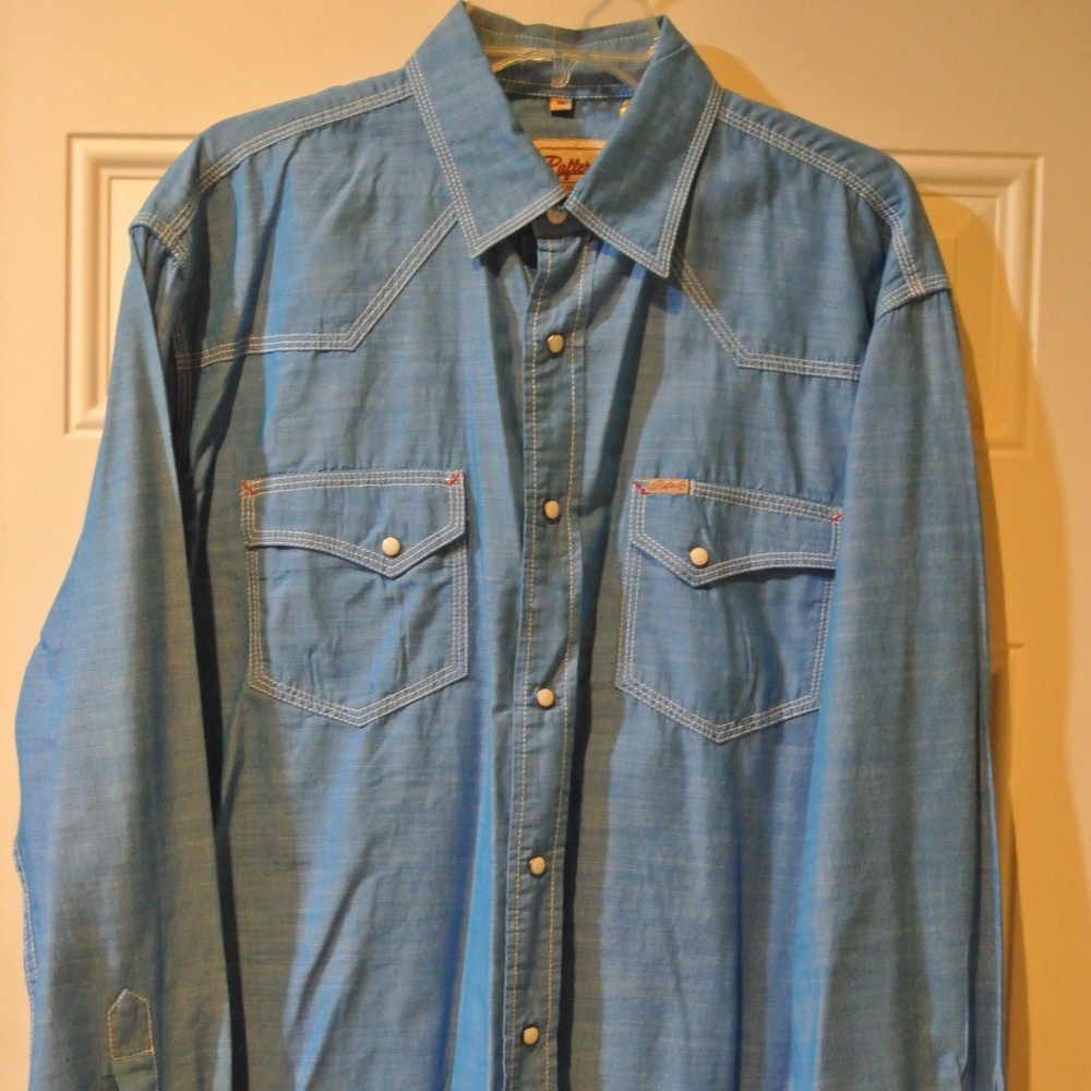 MENS TURQUOISE RAFTER C PEARL SNAP SHIRT XL